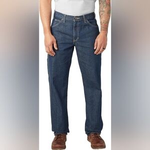 36" x 30" Dickies Men's Relaxed Fit  Carpenter Jeans - Rinsed Indigo Blue